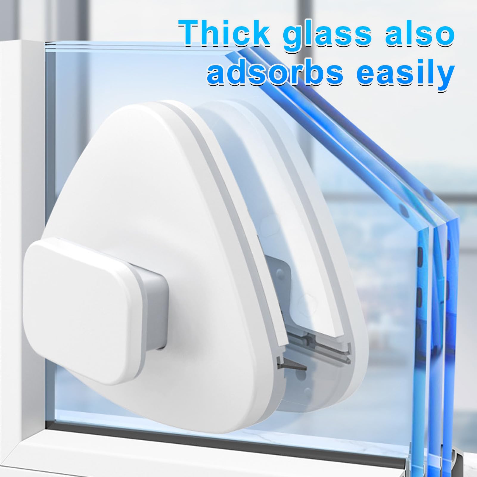 Cocoarm Limpiador de Vidrio de Doble Cara, Herramienta de Limpieza de Ventanas Magnética con Imanes de Neodimio ABS Esponja de Silicona, Limpiador de Ventanas Triangular para de Oficina en el Hogar,