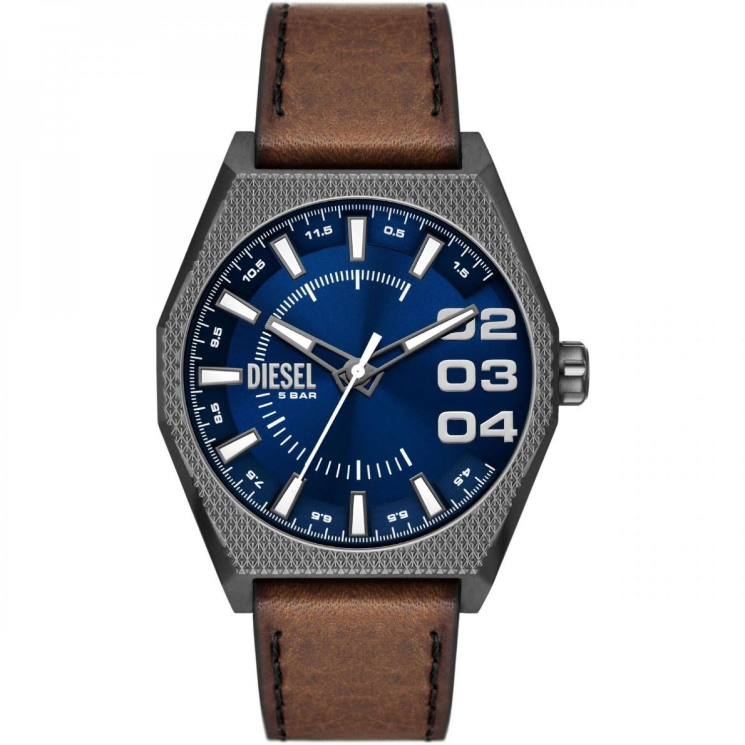 Diesel Scraper Watch for Men, Quartz Three Hand Date Movement with Stainless Steel or Leather Strap