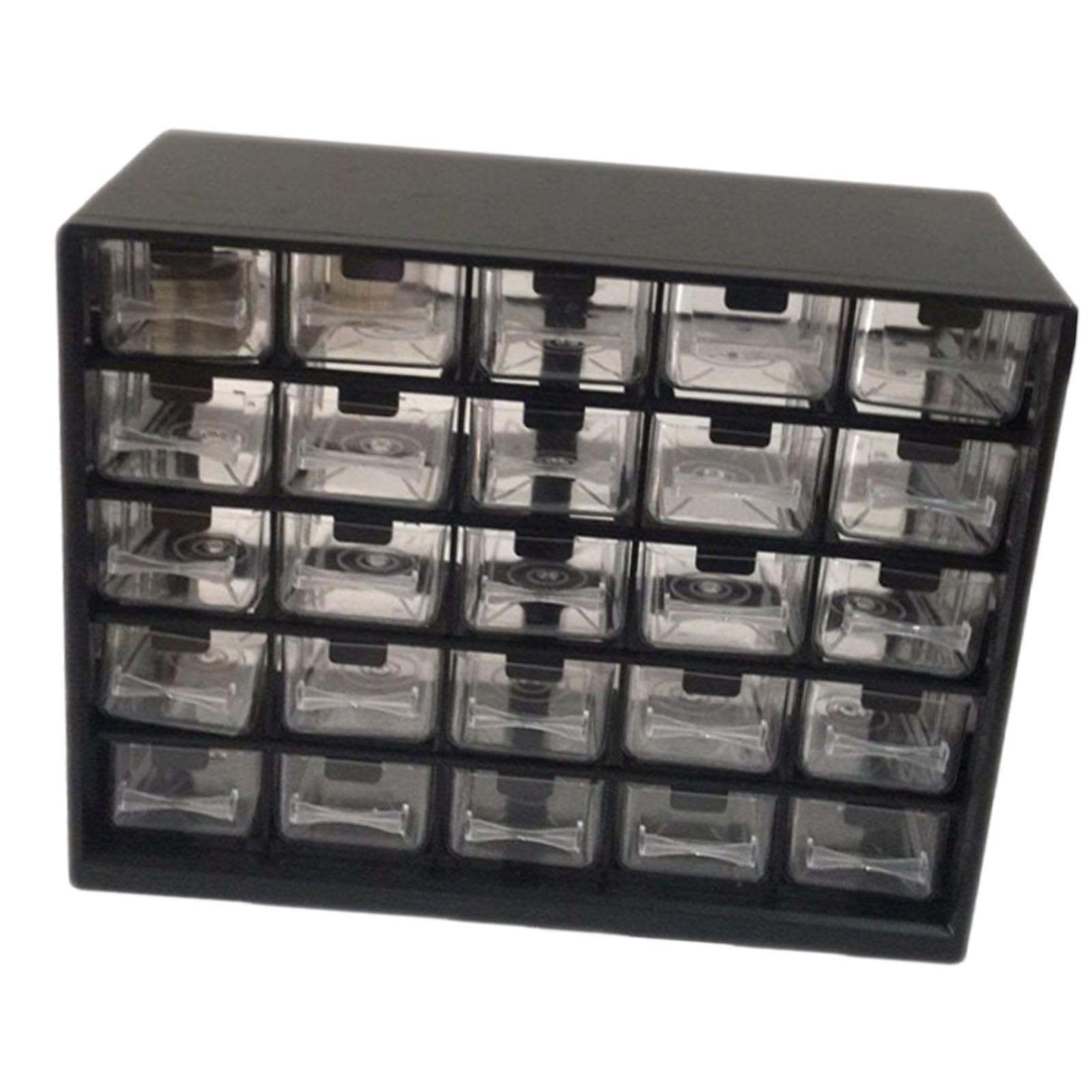Gralara Organizador de Tornillos Gabinete de Almacenaje Caja con Compartimentos Material Resistente Adecuado para Taller Aula Despacho Habitación de Manualida, Negro, Individual