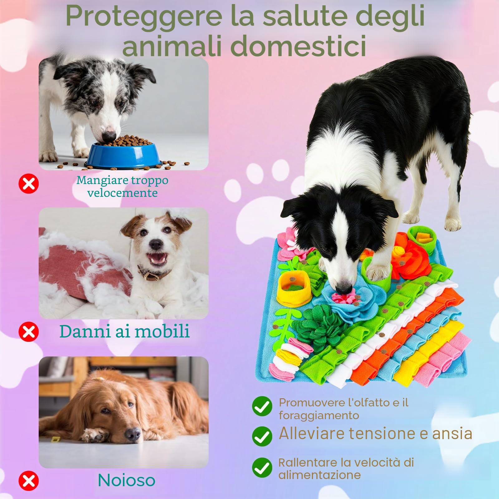 39 x 39 cm Tappeto Olfattivo Cane, Tappetino Olfattivo per Cani, Giochi Interattivi Per Addestramento Foraggiamento Di Animali Lavabile Antiscivolo per Cani, Gatti e Conigli