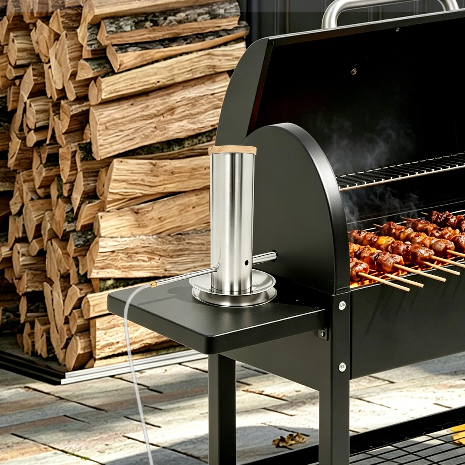 Generatore di fumo freddo, in acciaio inox, per barbecue e barbecue, argento