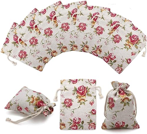 Paquete de 24 bolsas de arpillera con doble cordón de color rosa, bolsa de arpillera de regalo, bolsas de lino reutilizables, bolsas de joyería para