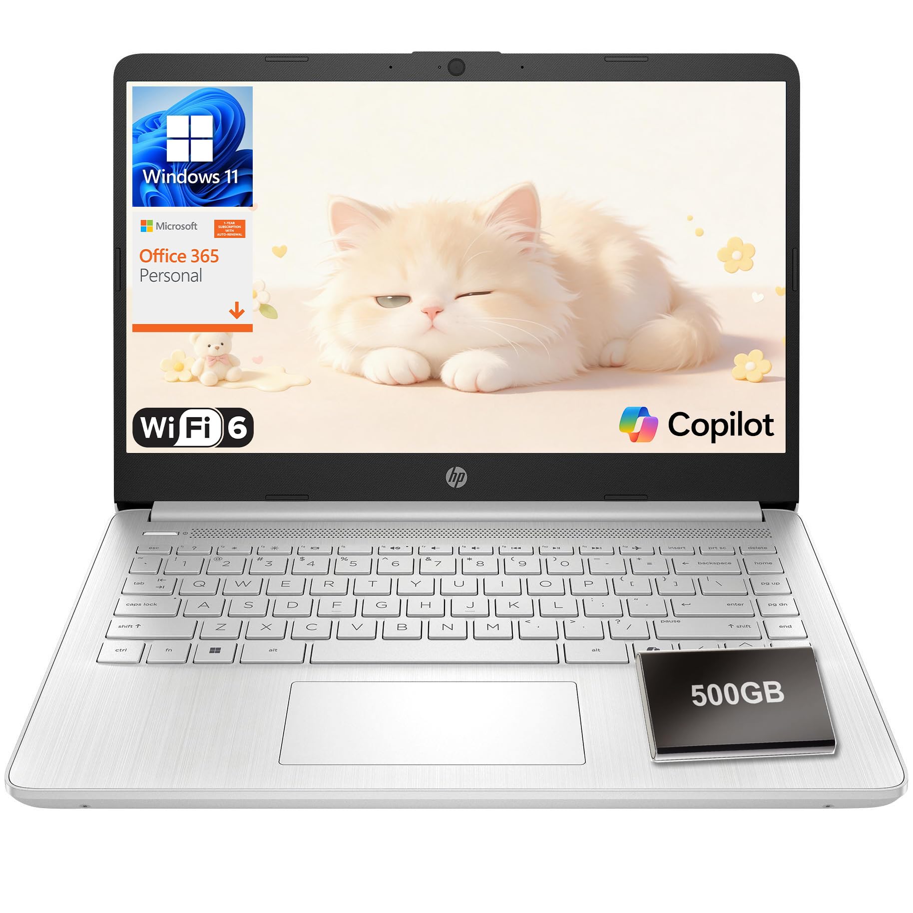 HP 14" 2026 Laptop, Intel Processor, Copilot AI, Office 365, 128GB Storage