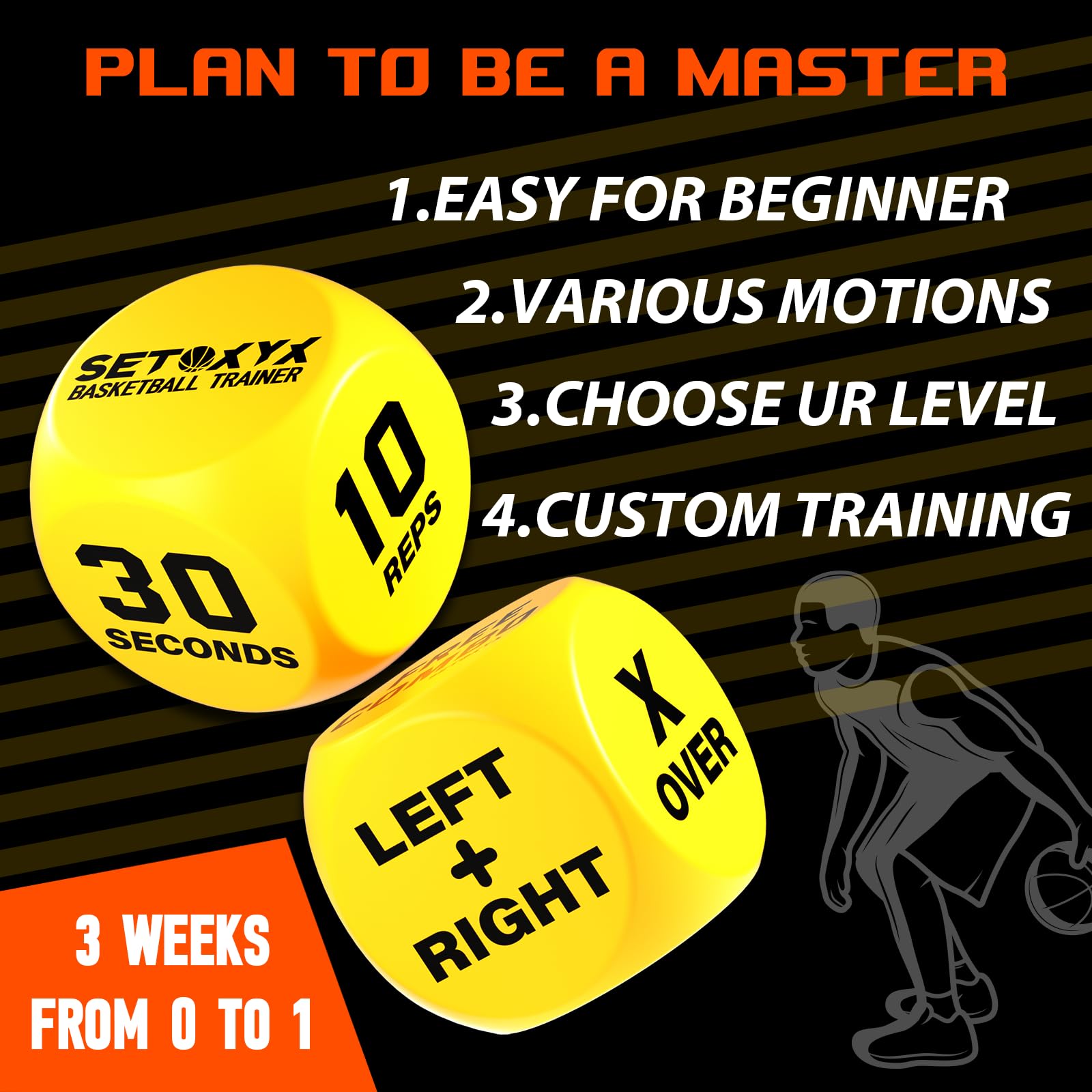 SIRUITON Basketball Training Dice (2pcs) - Fun & Portable Basketball Skills Trainer Gifts for Boys and Girls Teens & Adults - Image 2