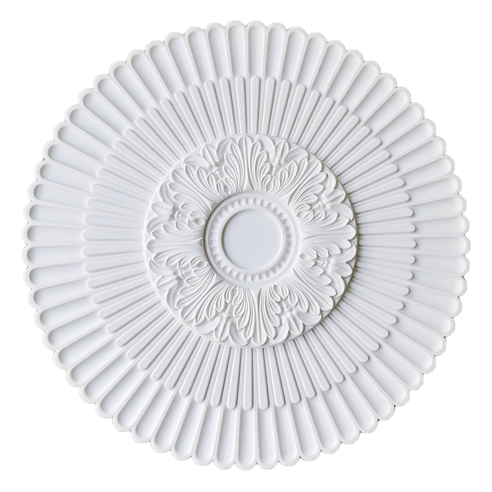 Ceiling Medallion White Lightweight PU No Drilling Multiple Sizes(White B,40cm)