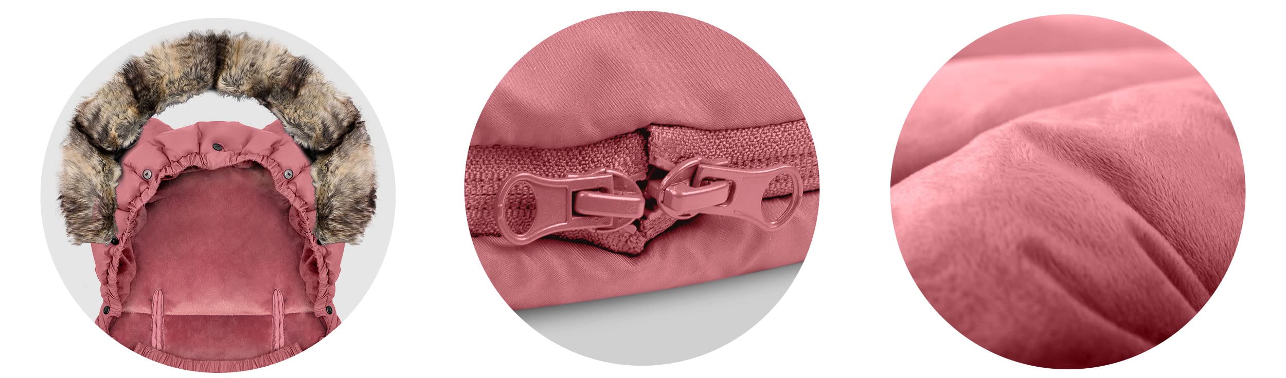 Saco de bebé para cochecito de bebé, saco de invierno, 96 x 45 cm Ricokids, Rosa., Práctico y funcional