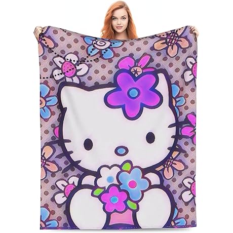 Super Soft Purple Hello Kitty Throw Blanket
