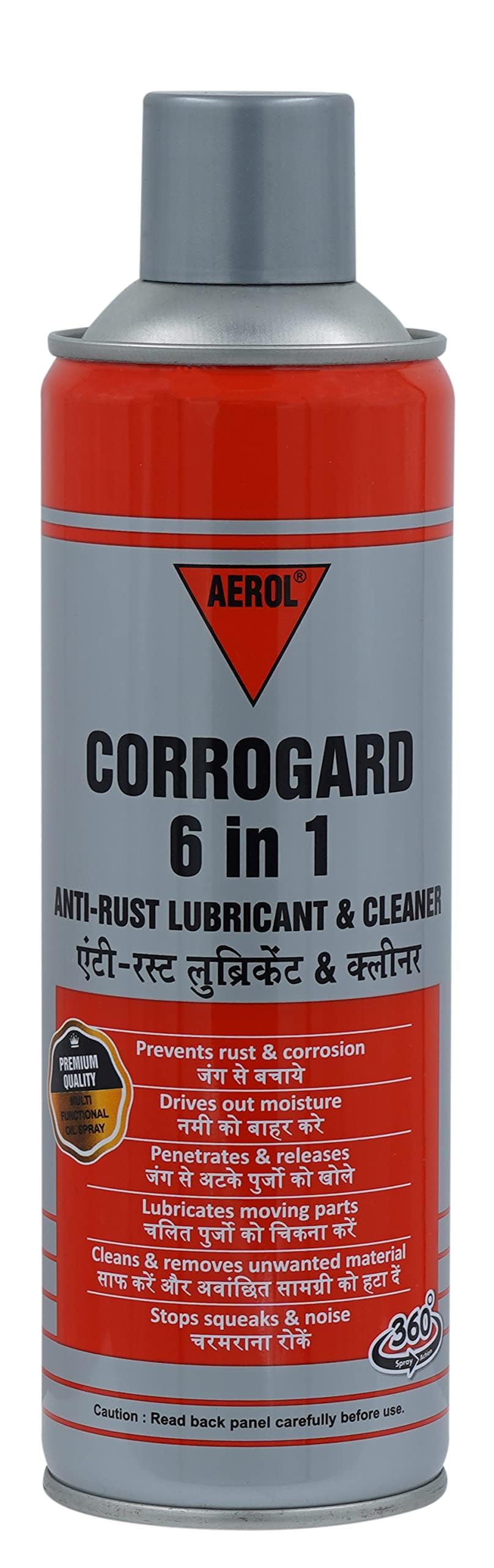 Aerol Corrogard 6 in 1 Multi-Functional Oil Spray Grade 4040 (350 g/ 444 ml) - All Purpose Anti-Rust Cleaner Rust Remover Lubricant Degreaser Noise Remover For Home Improvement & Industrial Use-image-26