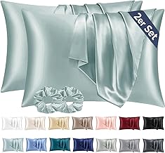 Vielit Satin Pillowcase 70x40cm Green Silky Soft Better Care Than Silk Pillowcase for Hair and Skin with 2 Elastics