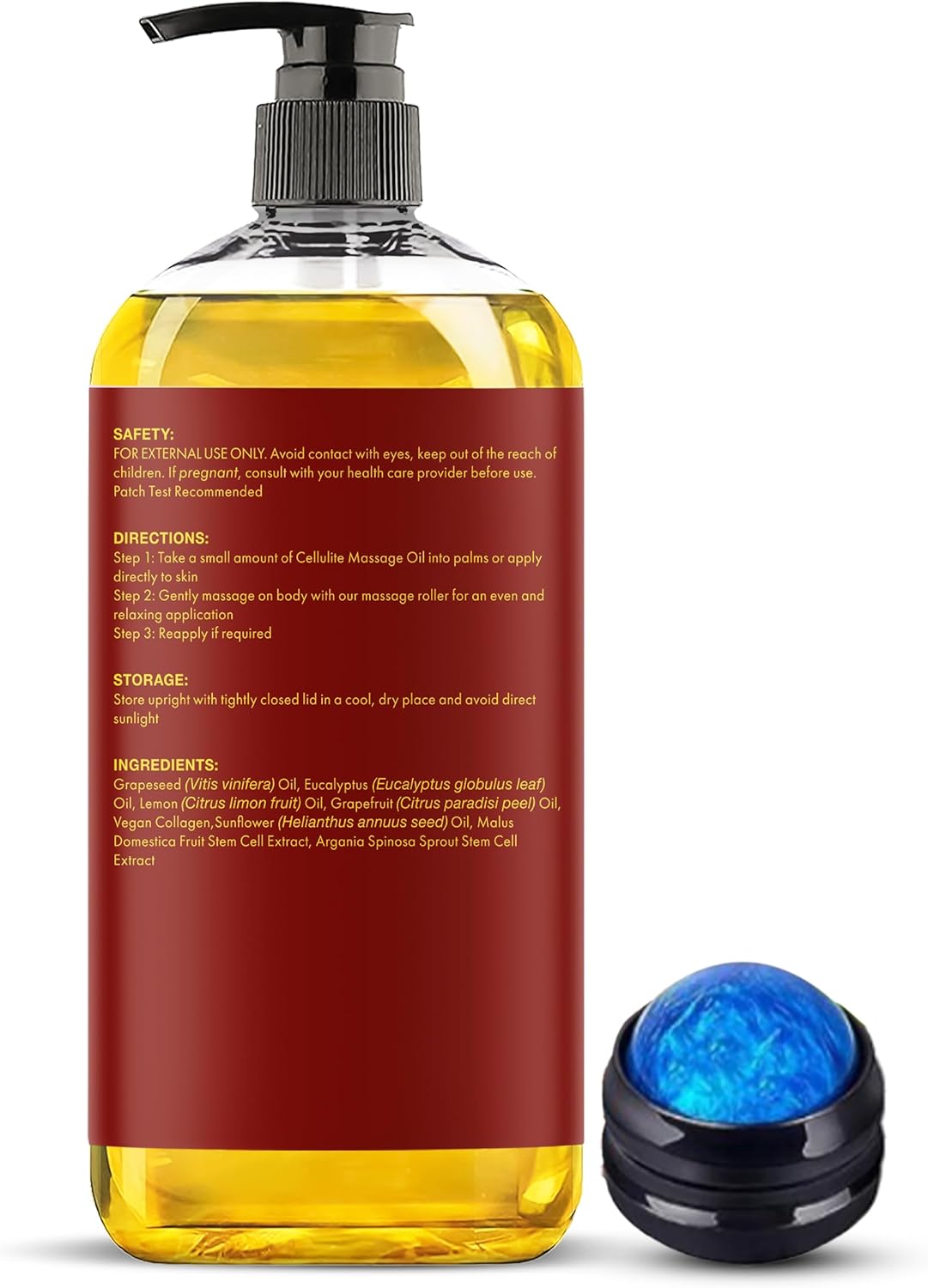 Majestic Pure Cellulite Massage Oil with Collagen & Stem Cell Extract 8oz-Firming Body Oil for Thighs, Legs, Hips, Stomach-Helps Improve Cellulite & Smooth Skin-Refreshing Aromatherapy Oil with Roller - Image 7