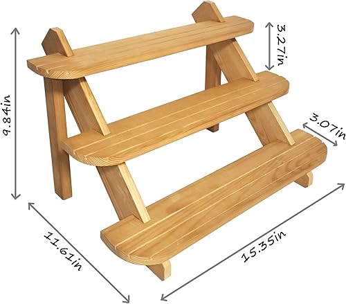 Miniatura 5 de Soporte de exhibición elevador de madera, soportes de exhibición de aretes de 3 niveles, soporte de cupcakes de granja, estante de exhibición para