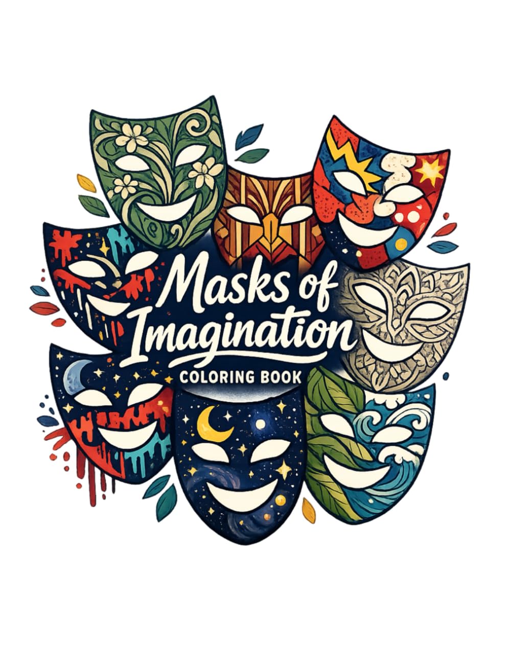 Masks of Imagination: Adult Coloring Book: Intricate Theater Mask Designs with Creative Patterns for Stress Relief, Relaxation, and Artistic Coloring