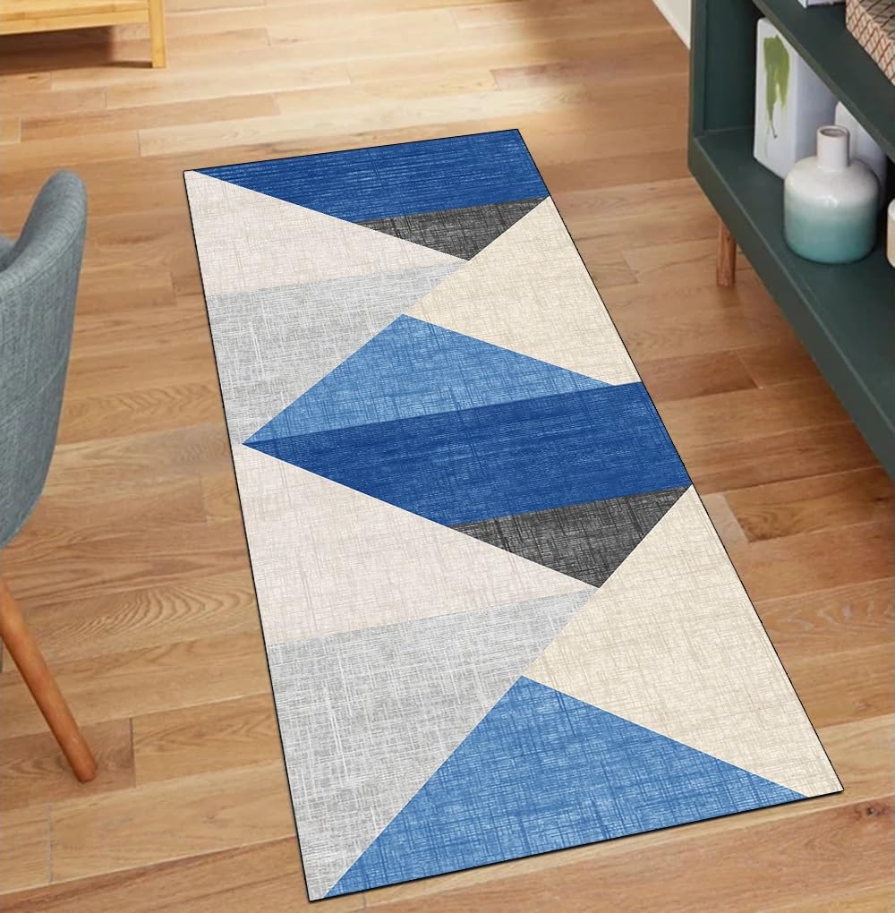 Alfombra antideslizante para pasillo azul 70 x 110 cm diseño retazos decoración hogar