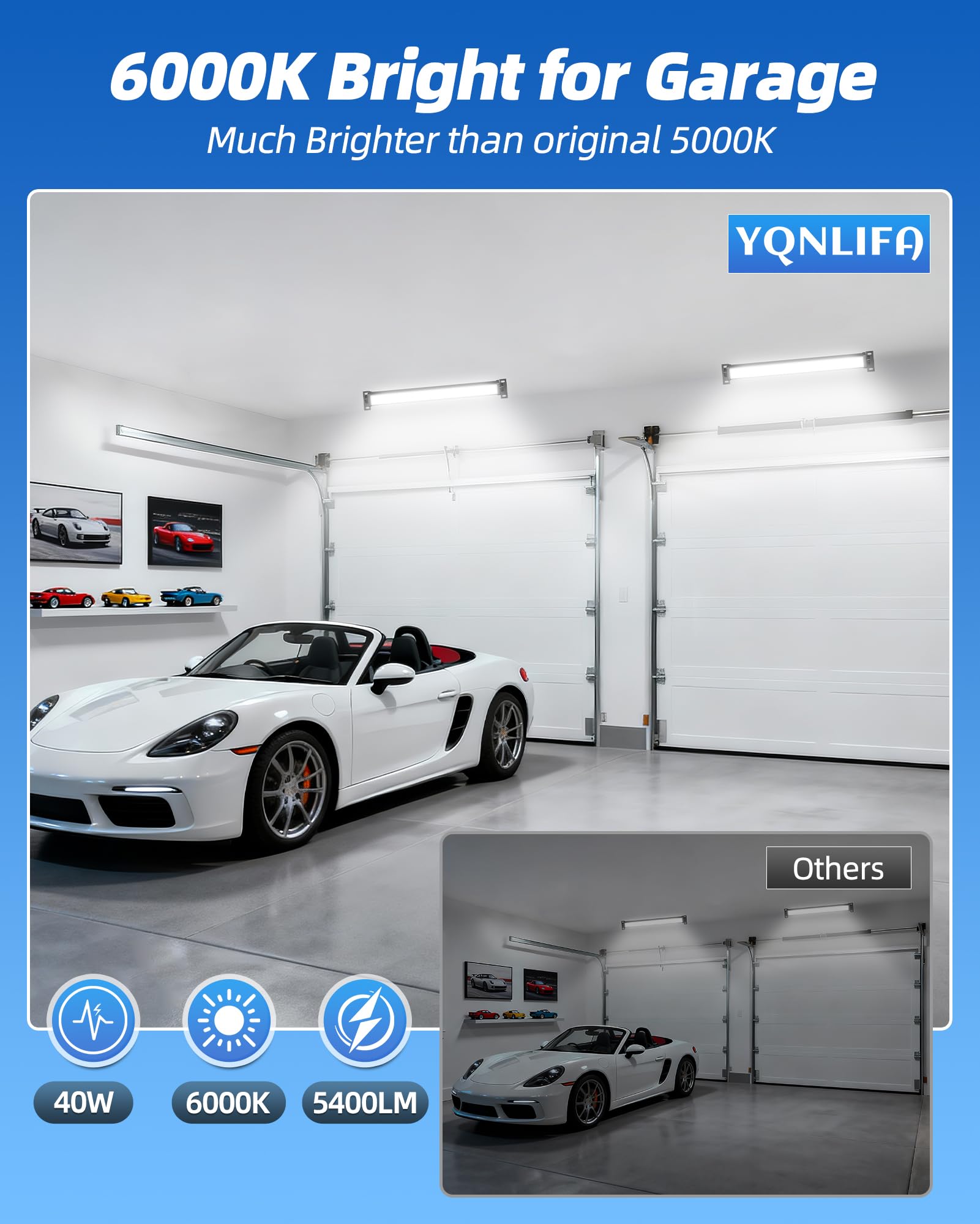 40W LED Shop Lights 5400LM 6000K Plug in Garage Lights with 6 6FT Power Cord Work Light for — view 3