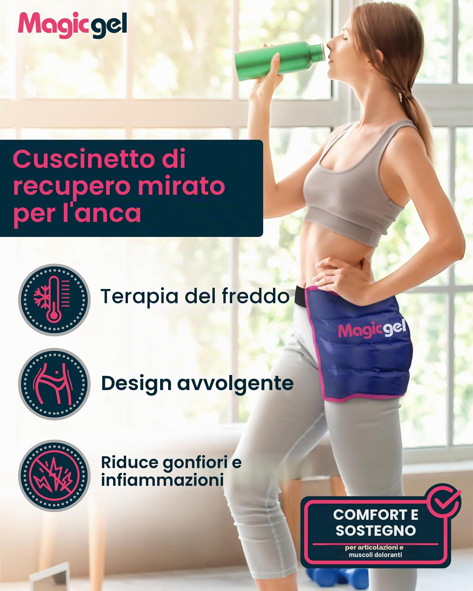 Magic Gel Fascia in Gel Ghiaccio Riutilizzabile - Caldo o Freddo per per Dolori al Fianco, Terapia Spalla, Sciatica, Dolore e Scoliosi - Sicuro e Facile da Usare