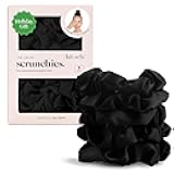 Satin Scrunchies for Women – No Crease Hair Ties – Soft Satin Hair Scrunchies for Girls – Frizz Free, Gentle, Stylish Hair Accessories | Ideal Gifts for Women – Black, 5 pcs