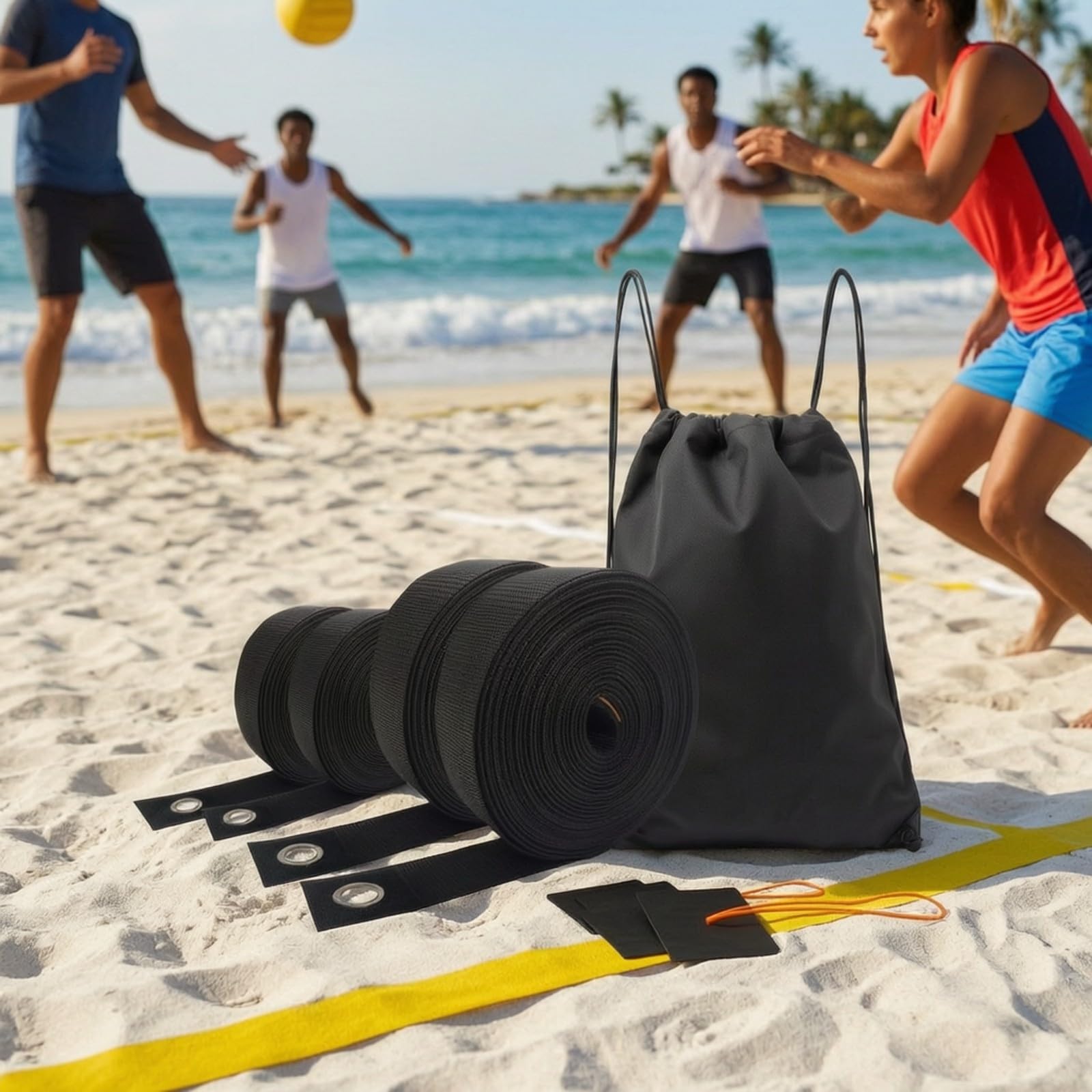 LOVIVER Kit Marcación Cancha Voleibol | Portátil, Kit Límites Voleibol, Firme, para Entrenamiento Al Libre