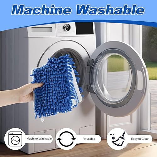 Miniatura 7 de Trapeador de microfibra de doble acción con 2 repuestos de fregona de microfibra reutilizables para limpieza de suelos, mango de trapeadores de