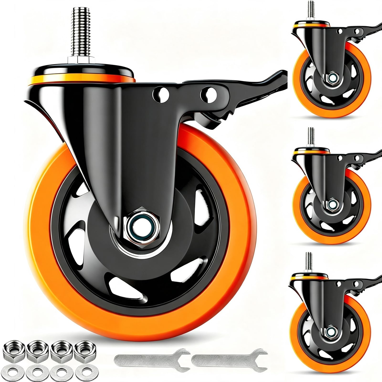 Heavy Duty 4 Inch Stem Casters - Set of 4 -16 Heavy Duty 4 Inch Stem Casters - Set of 4 -16