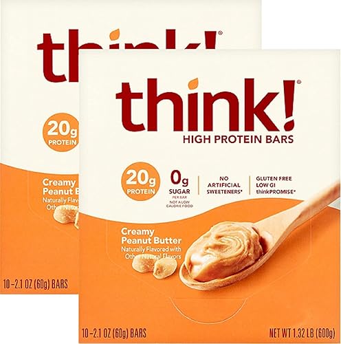 Think Thin - Paquete de 20 2 cajas de 10 4233oz - mantequilla de maní cremosa