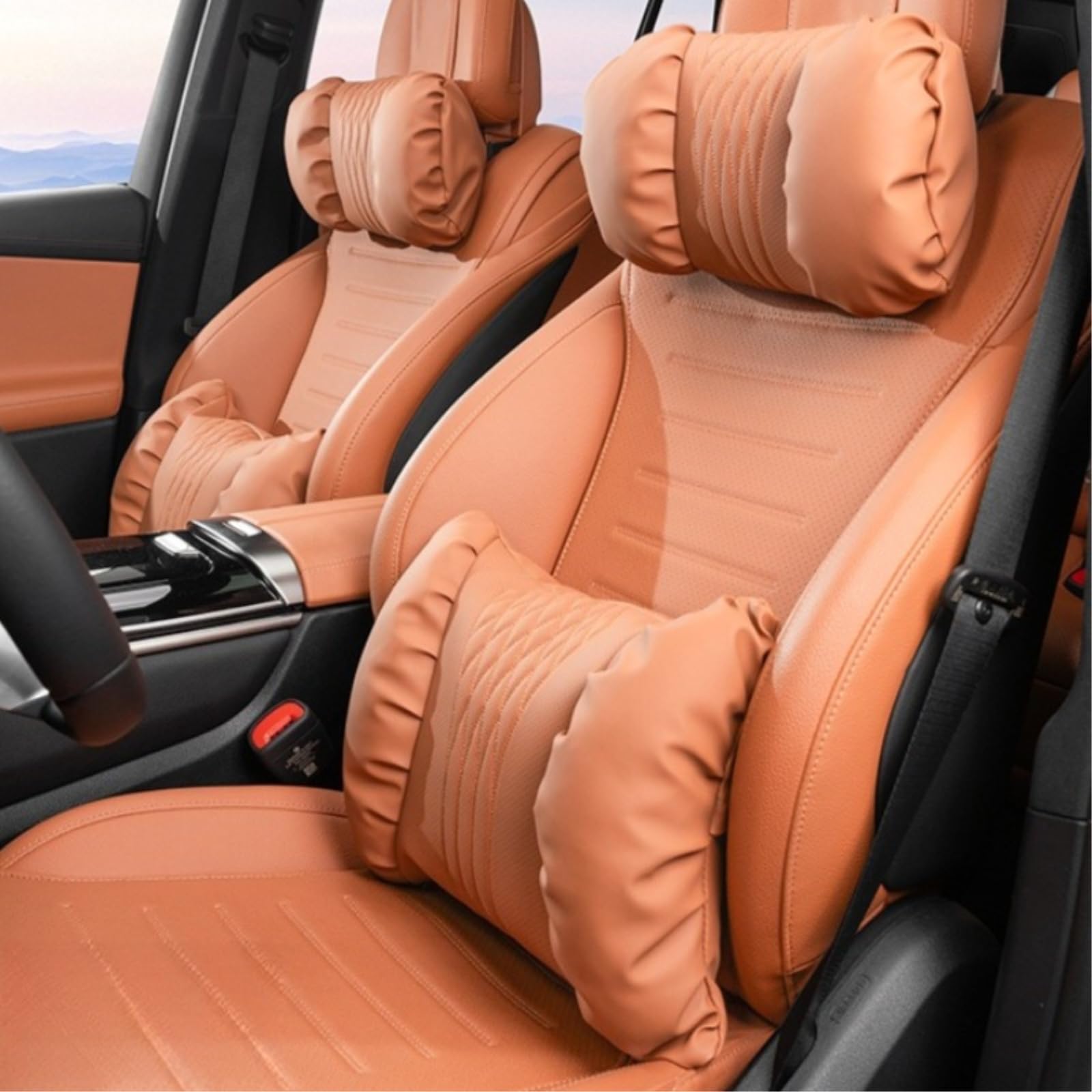 Cuscino Auto, Lombare di Sostegno Lombare, Collo in Schiuma Memoria Morbido per Guida Confortevole-whiteb Waist