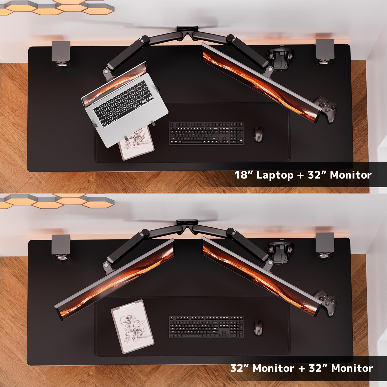 PUTORSEN Uchwyt ścienny do monitora z ramieniem na laptopa do ekranu 13-32" i notebooka do 17,3", pochylany obrotowy uchwyt na laptopa, uchwyt ścienny, VESA 75 x 75-100 x 100 mm
