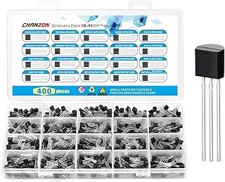 Chanzon 20 Values 400pcs Transistor Kit TO-92 Including (2N2222A 2N2907A 2N3904 2N3906 2N5551 2N5401 S8050 S8550 A1015 C1815 A42 A92 A733 C945 S9014 BC327B BC337B BC547B BC557B 2N7000) Each 20pcs