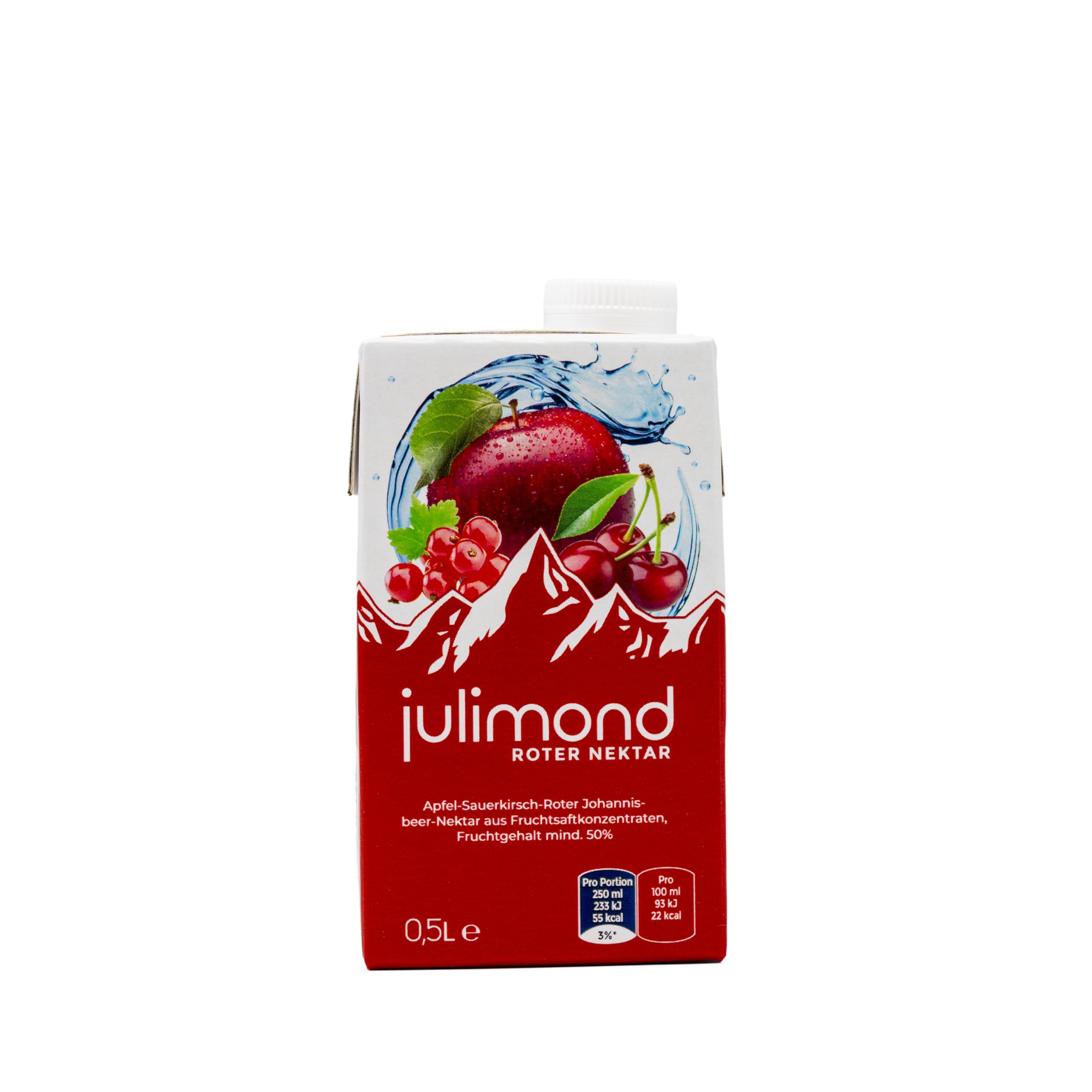 julimond Roter Nektar 0,5l SIG Getränkekarton, Apfel-Sauerkirsch-Roter Johannisbeer-Nektar aus Fruchtsaftkonzentraten, Fruchtsaftgehalt mind. 50% (36er Pack)