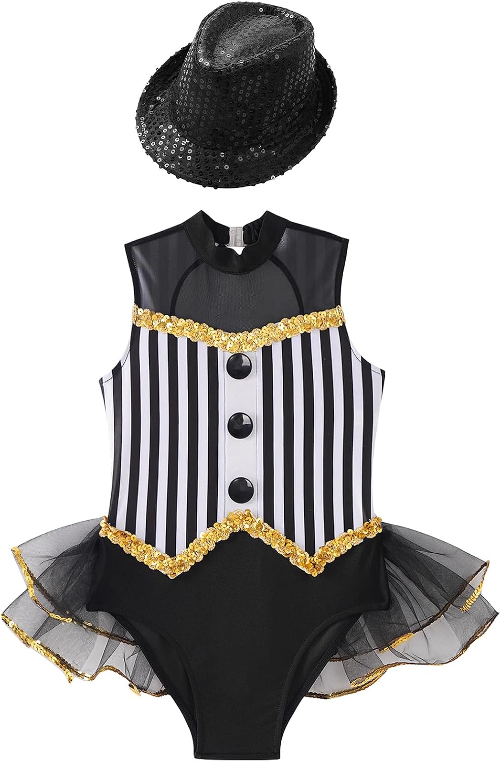 Hansber Girls Jazz Dance Dress for Competitions Gymnastics Performance Costume Tank Ballet Unitard Feather Leotards