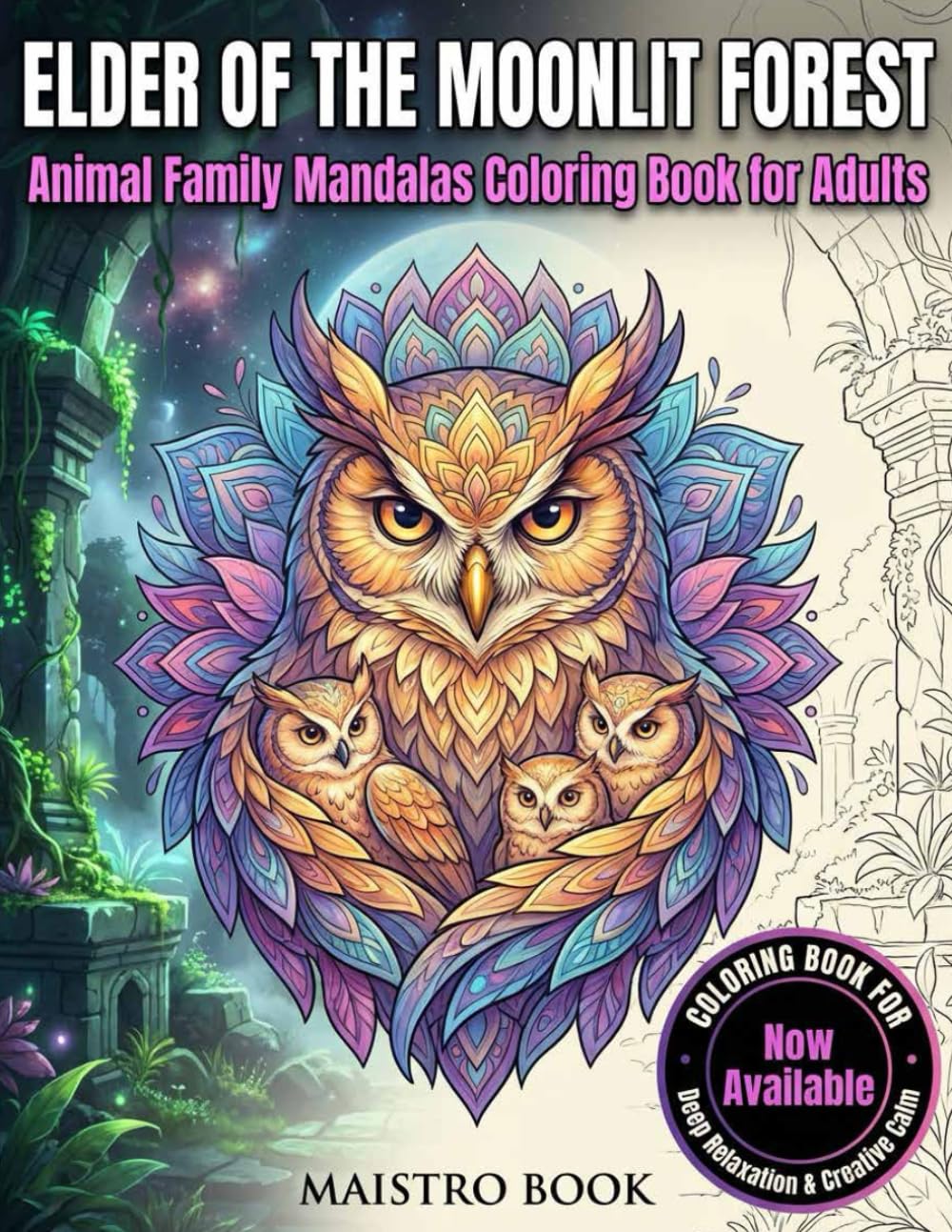 Elder of the Moonlit Forest: Animal Family Mandalas Coloring Book for Relaxation, Stress Relief & Mindfulness - Beautiful Ocean Animal Family Scenes ... Stress Relief & Creative Family Bonding)
