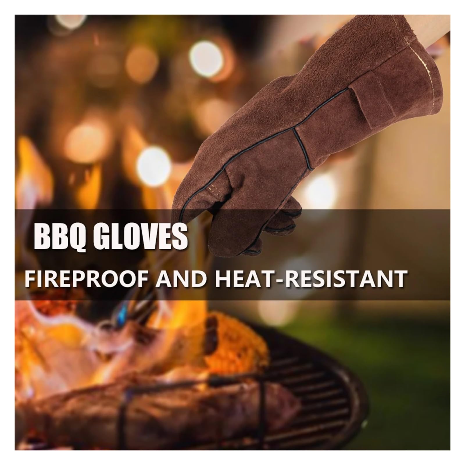 Guanti da Saldatura da 14 Pollici for Guanti da Lavoro Saldatore Guanti da Barbecue Resistenti al Calore in Pelle Crosta di Mucca Spessa for l'isolamento Termico della griglia