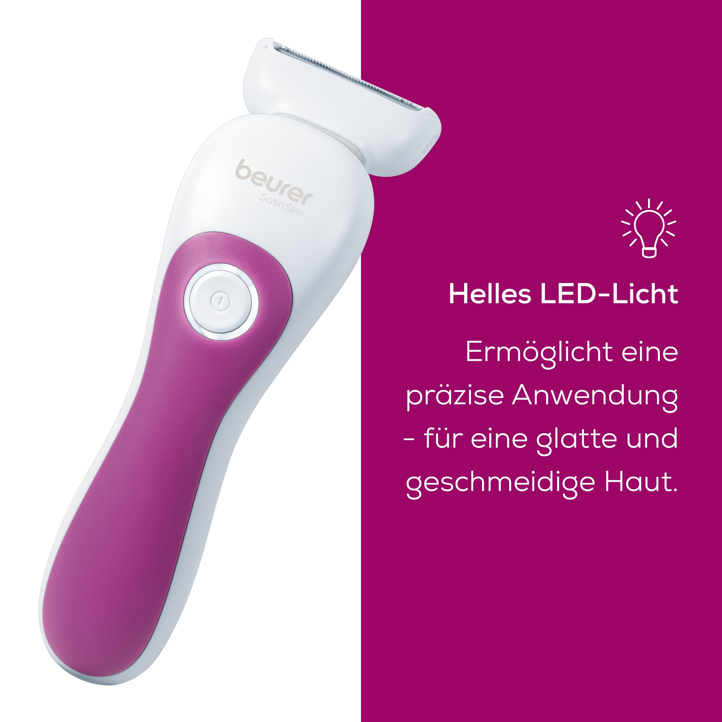 Beurer HL 36 Rasierer, elektrischer Nass- und Trockenrasierer, 4 Aufsätze, beweglicher Scherkopf mit Trimmfunktion, Scherfolie gegen Hautreizungen, helles LED Licht, mit Akku
