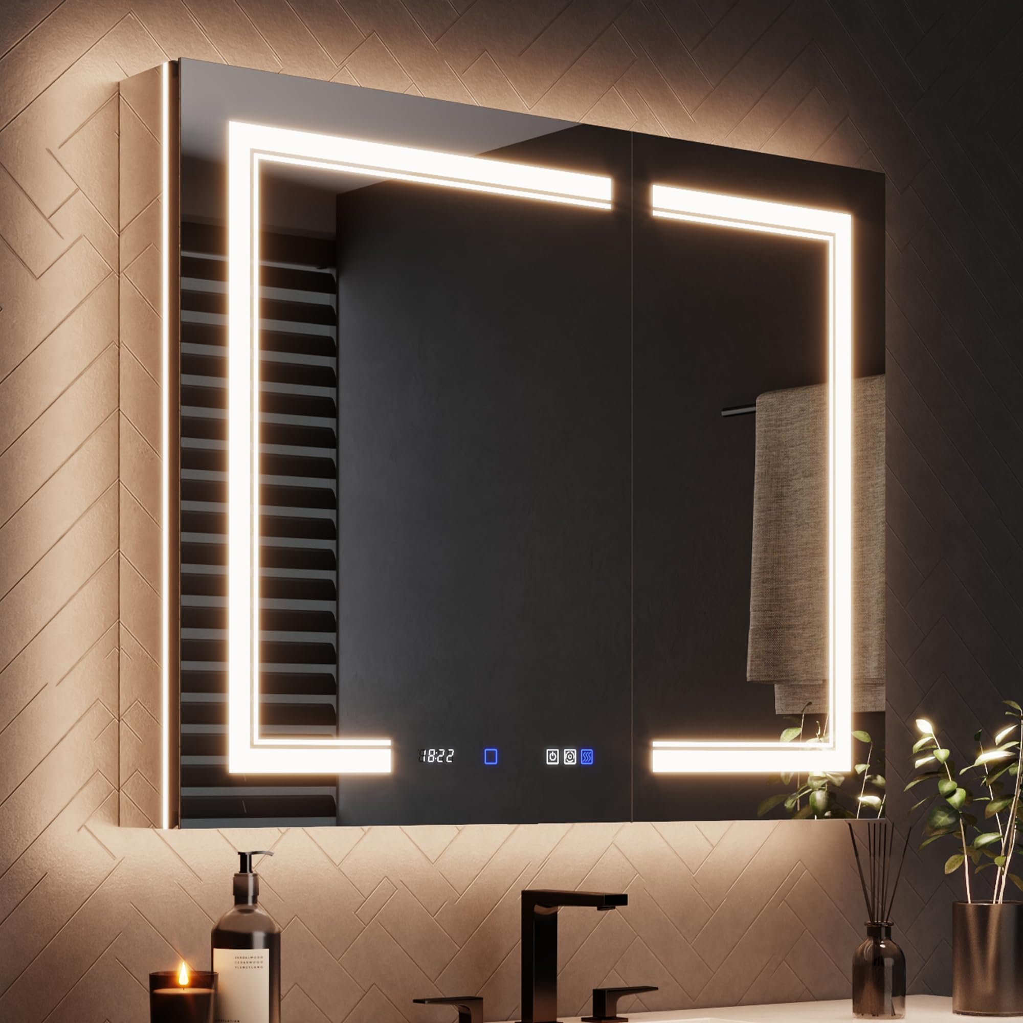 Photo 1 of ExBrite 40"x32" LED Lighted Medicine Cabinet with Mirror