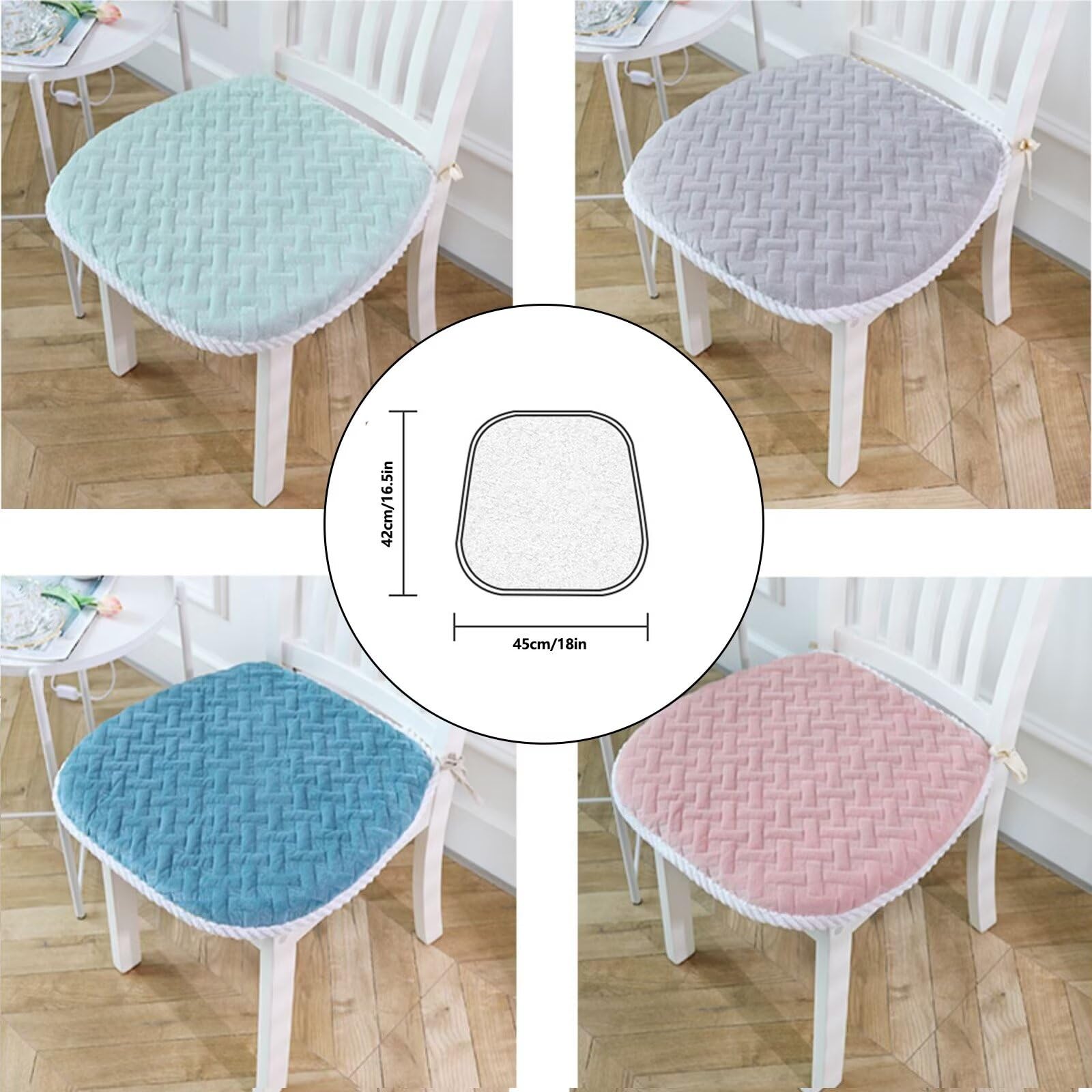 Juego de 6 cojines trapezoidales para sillas de cocina, fundas extraíbles de terciopelo con cierre de cremallera, cojines de asiento antracita cálida para sillas de comedor