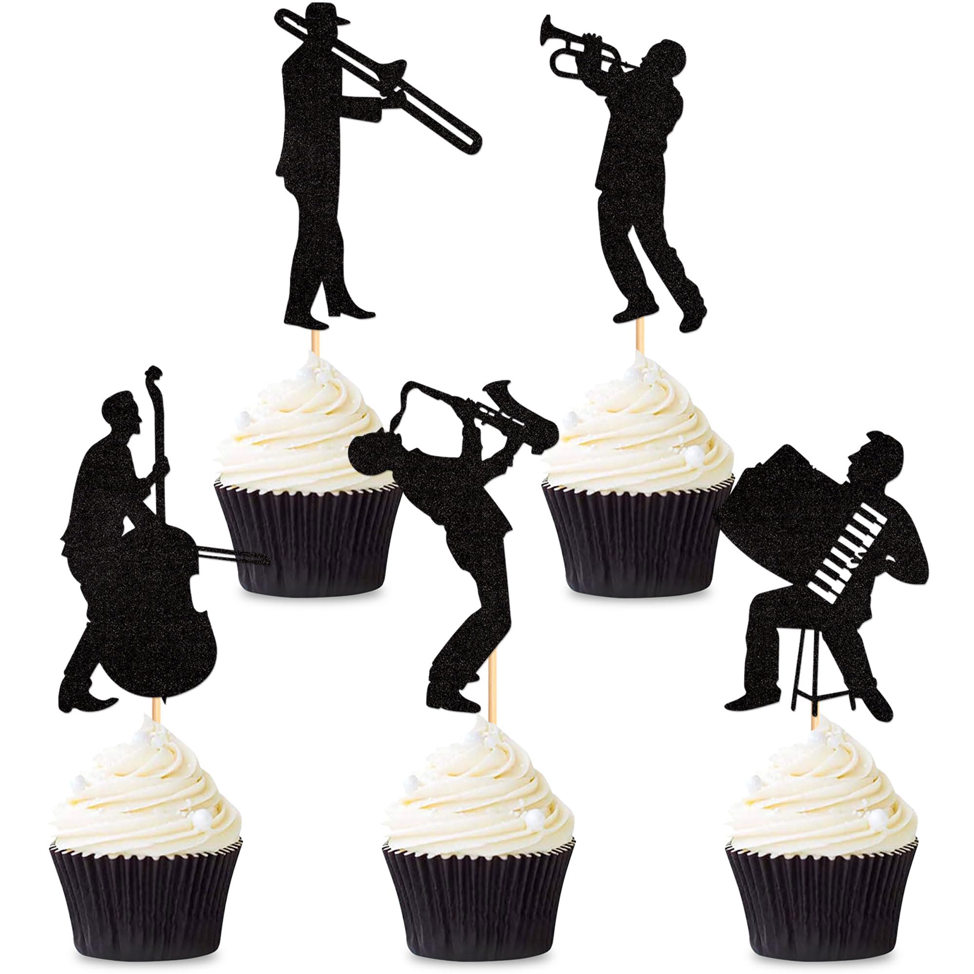 Blumomon 25 Pieces Jazz Party Decorations: Cupcake Toppers for Cupcakes, Cakes & Birthday Parties