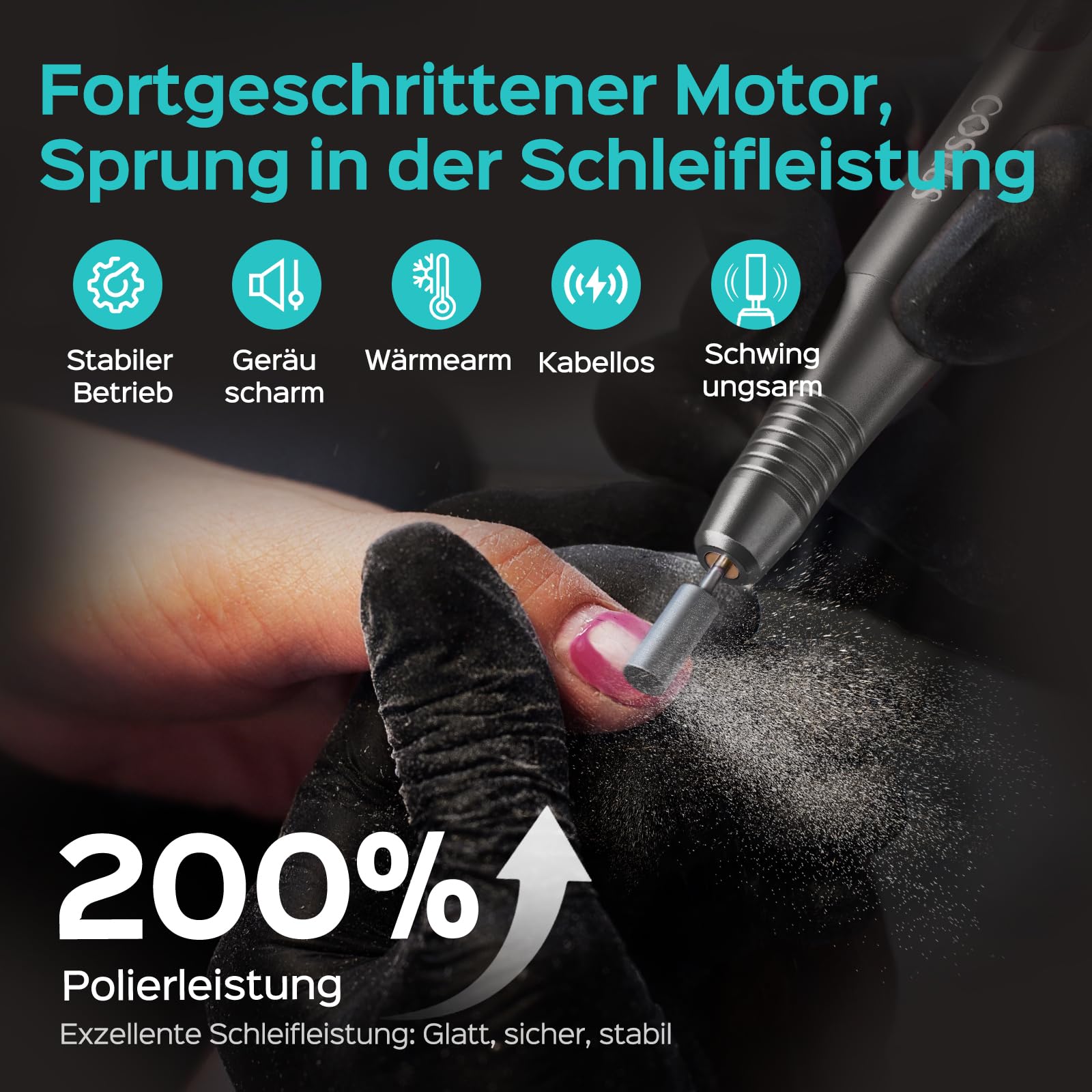 COSLUS C51 Kabellos Tragbar Elektrischer Nagelfräser: Elektrische Nagelfeile für Gelnägel 35000 u/min Nail Drill mit LED-Display & 25 Geschwindigkeiten für Nägel & Acrylnägel portabel für Reisen, Grau