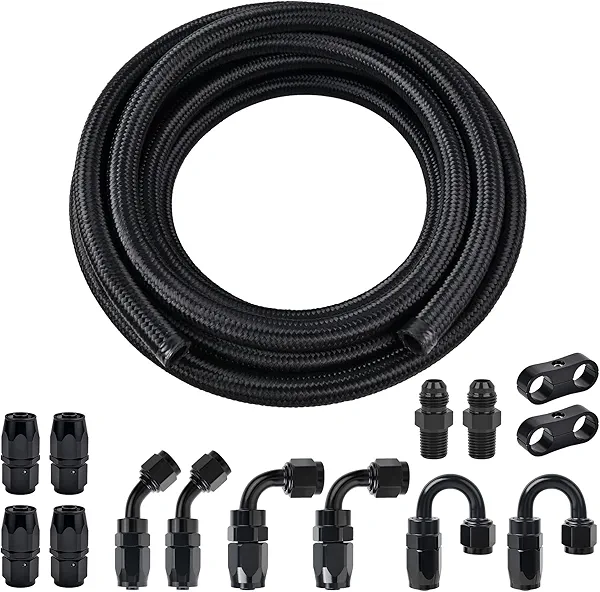 EVIL ENERGY 6AN Fuel Line Kit, 6AN Hose Nylon Braided Fuel Line Hose Fitting Kit CPE Fuel Hose 20FT