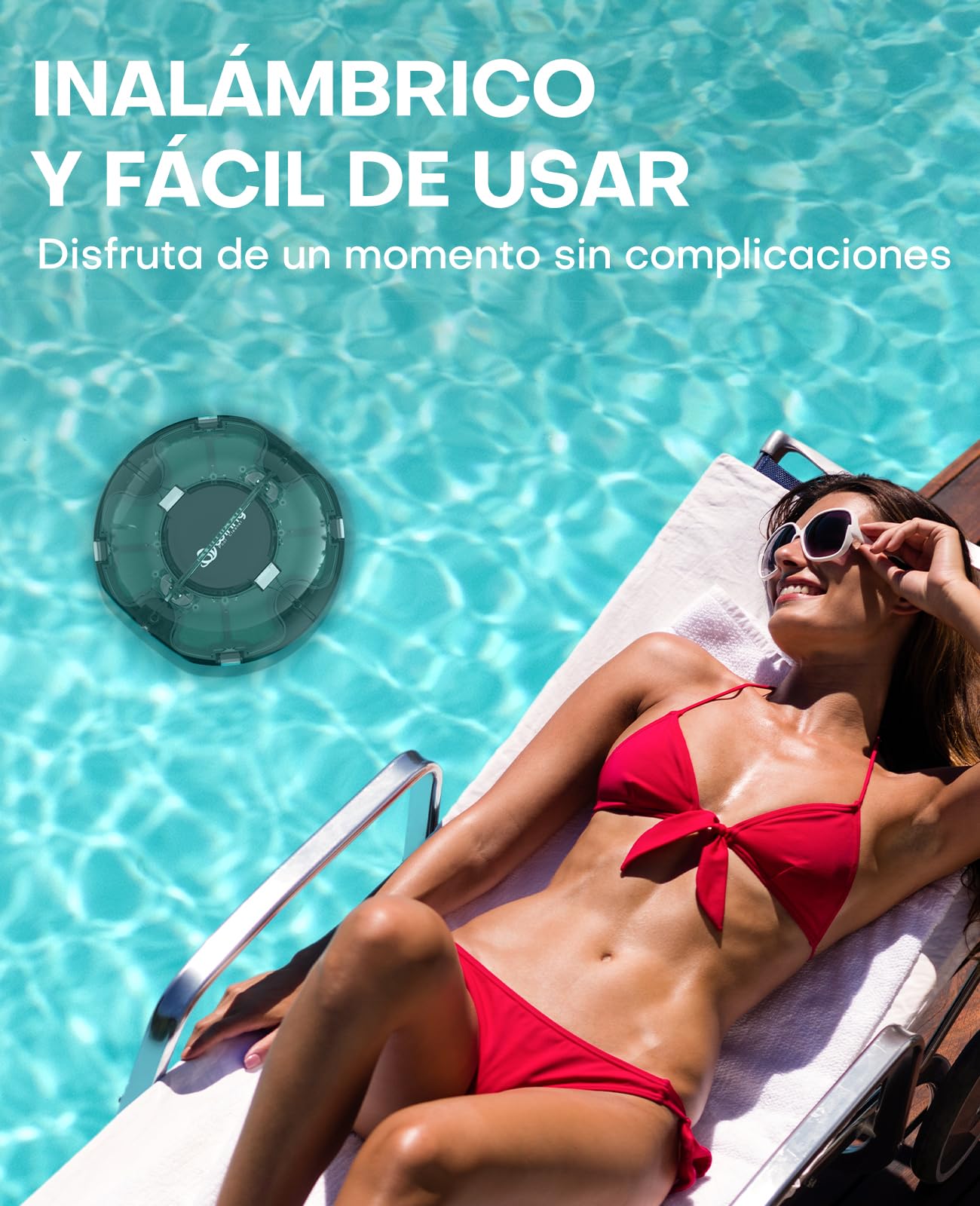 WINNY POOL CLEANER Winny 200 Limpiafondos Piscina, Inalámbrico Robot Limpiafondos Piscina, 75Min Autonomía, Piscinas Desmontables 60m², Doble Filtración,Estacionamiento Auto(Transparente Verde Blanco)