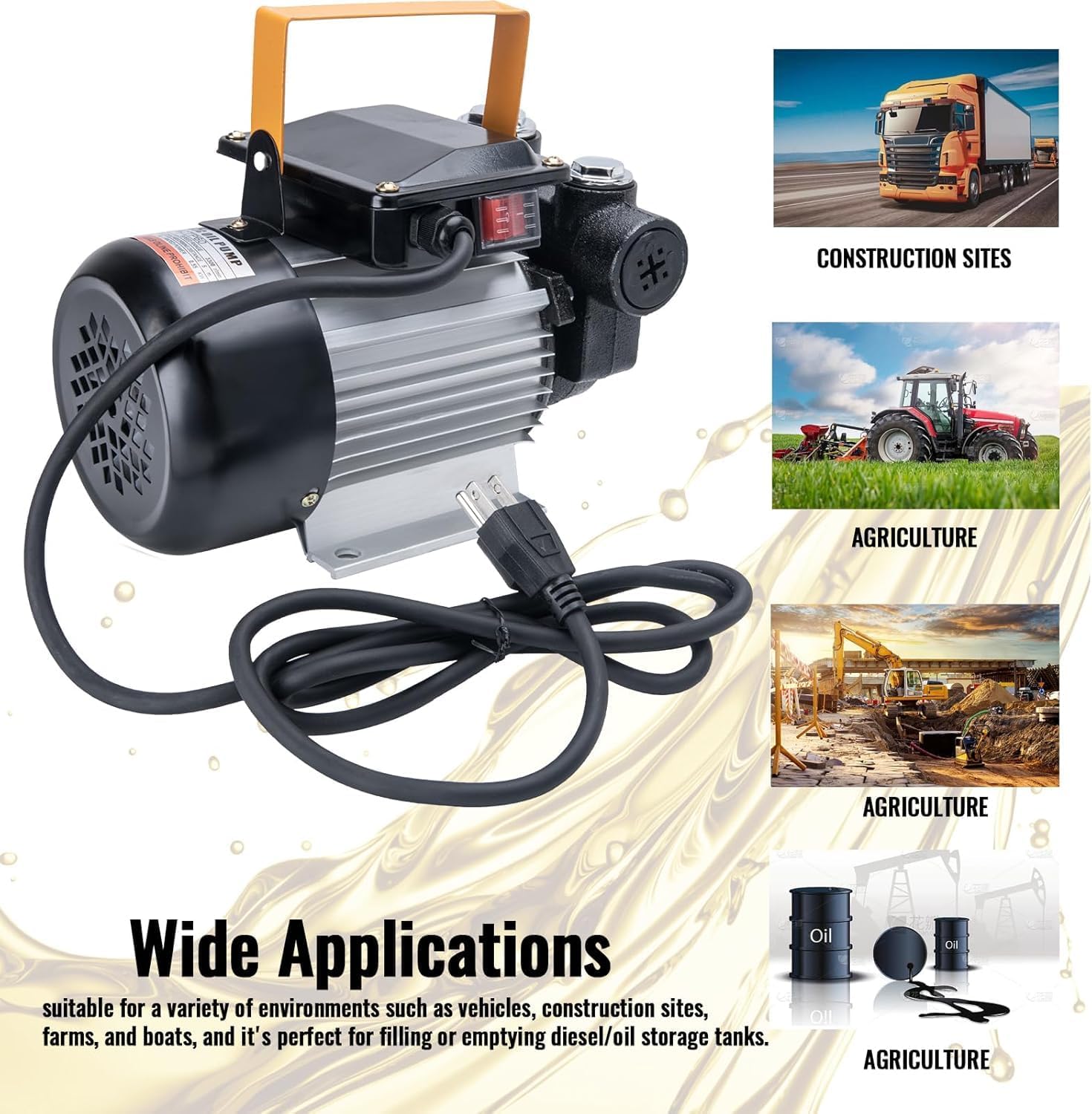 Electric Self-priming Oil Transfer Pump 110V AC 16GPM Fuel Diesel Kerosene Biodiesel Pumps