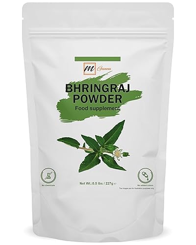 (½ libra) 100% natural Bhringraj Powder Pure Eclipta Alba para la salud del cabello y la piel, 0.50 libras, 8.01 oz