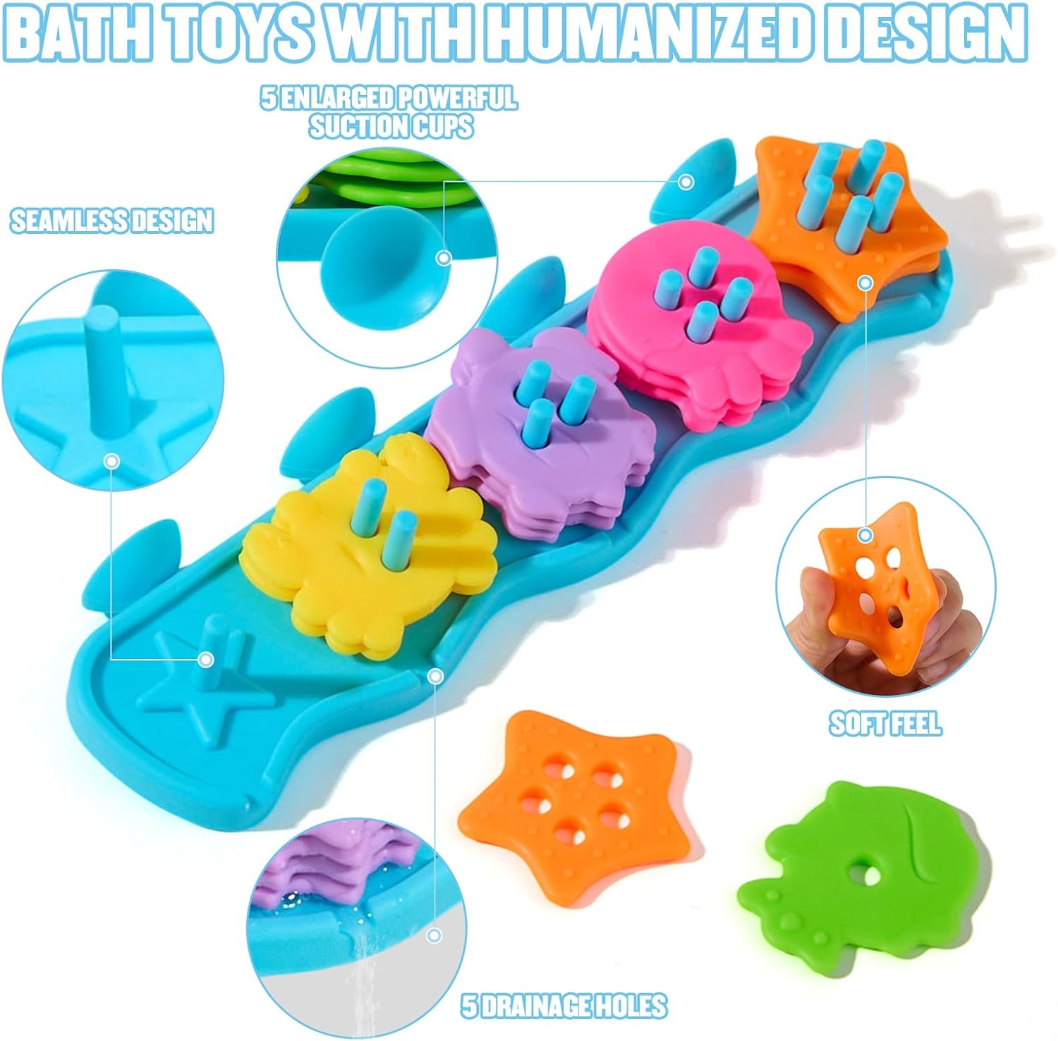 16PCS Baby Bath Toys & 21PCS Soft Rubber Toddlers Bath Toys