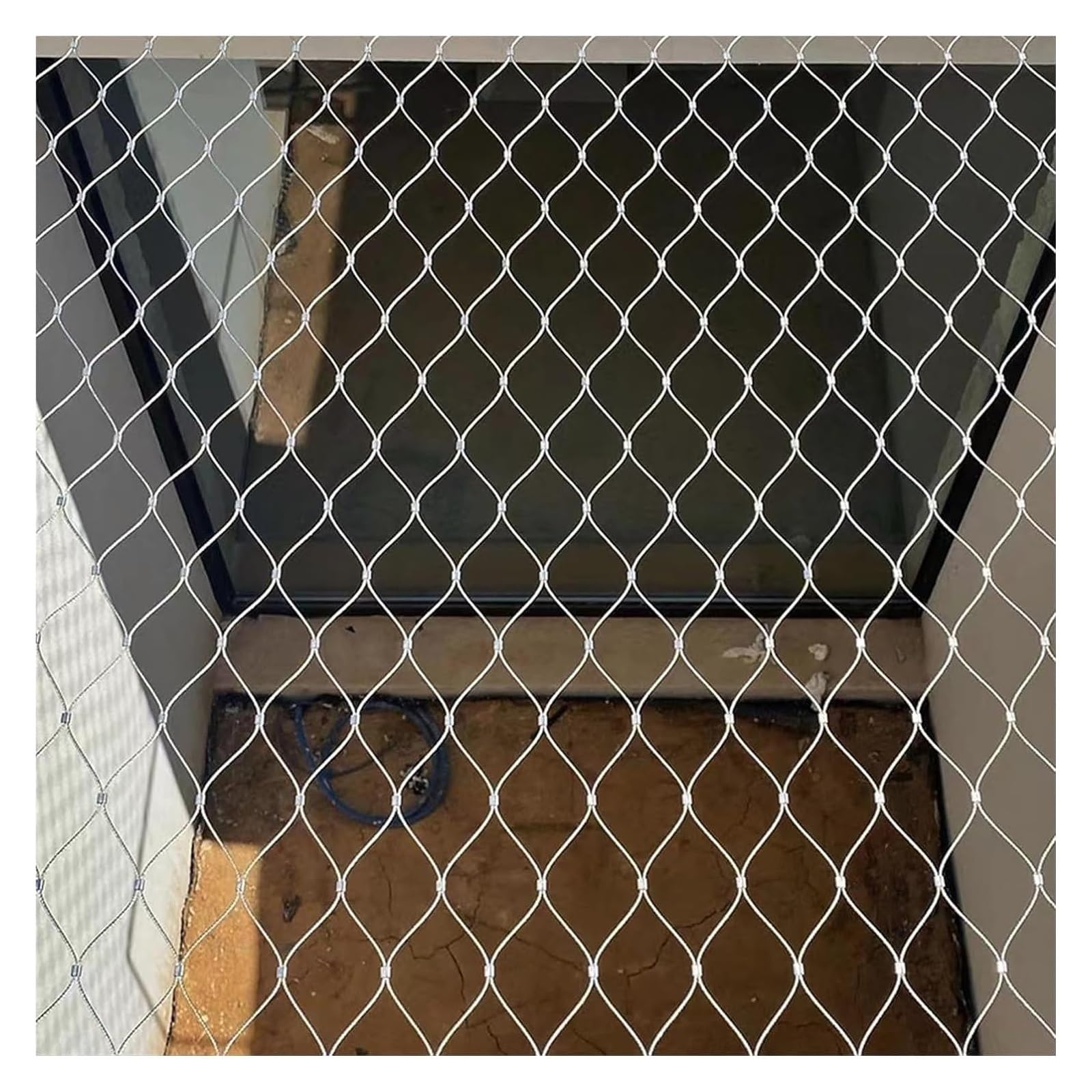 Red de cuerda de acero inoxidable 304, malla flexible para animales, malla de 4 cm, grosor de alambre de 1,5 mm, red de seguridad resistente a los impactos (3 x 7 m), ideal para mascotas y ganado