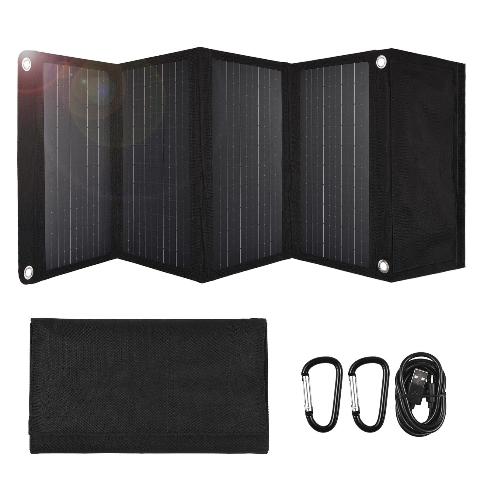 Cargador solar portátil YIWEOG IPX5 de 28W con doble USB y Tipo-C de alta eficiencia