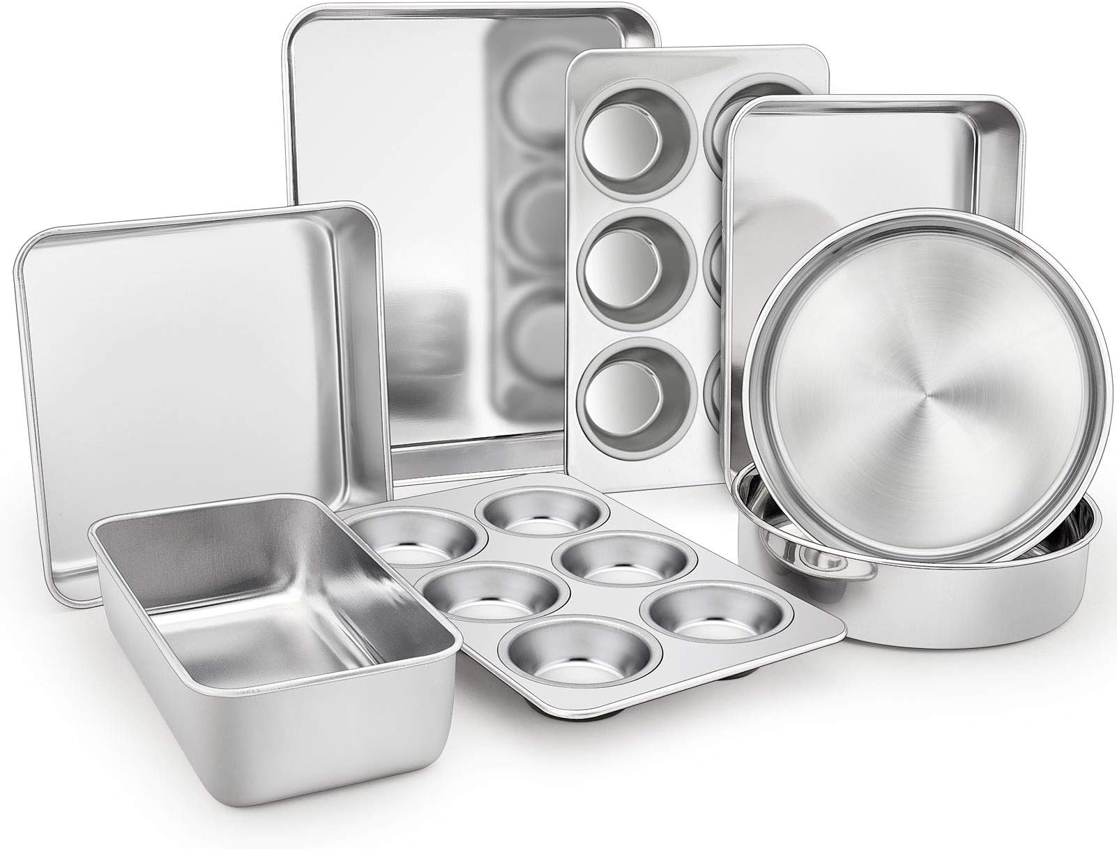 Amazon.com: Bakeware Sets of 11, P&P CHEF Stainless Steel Baking Pans ...