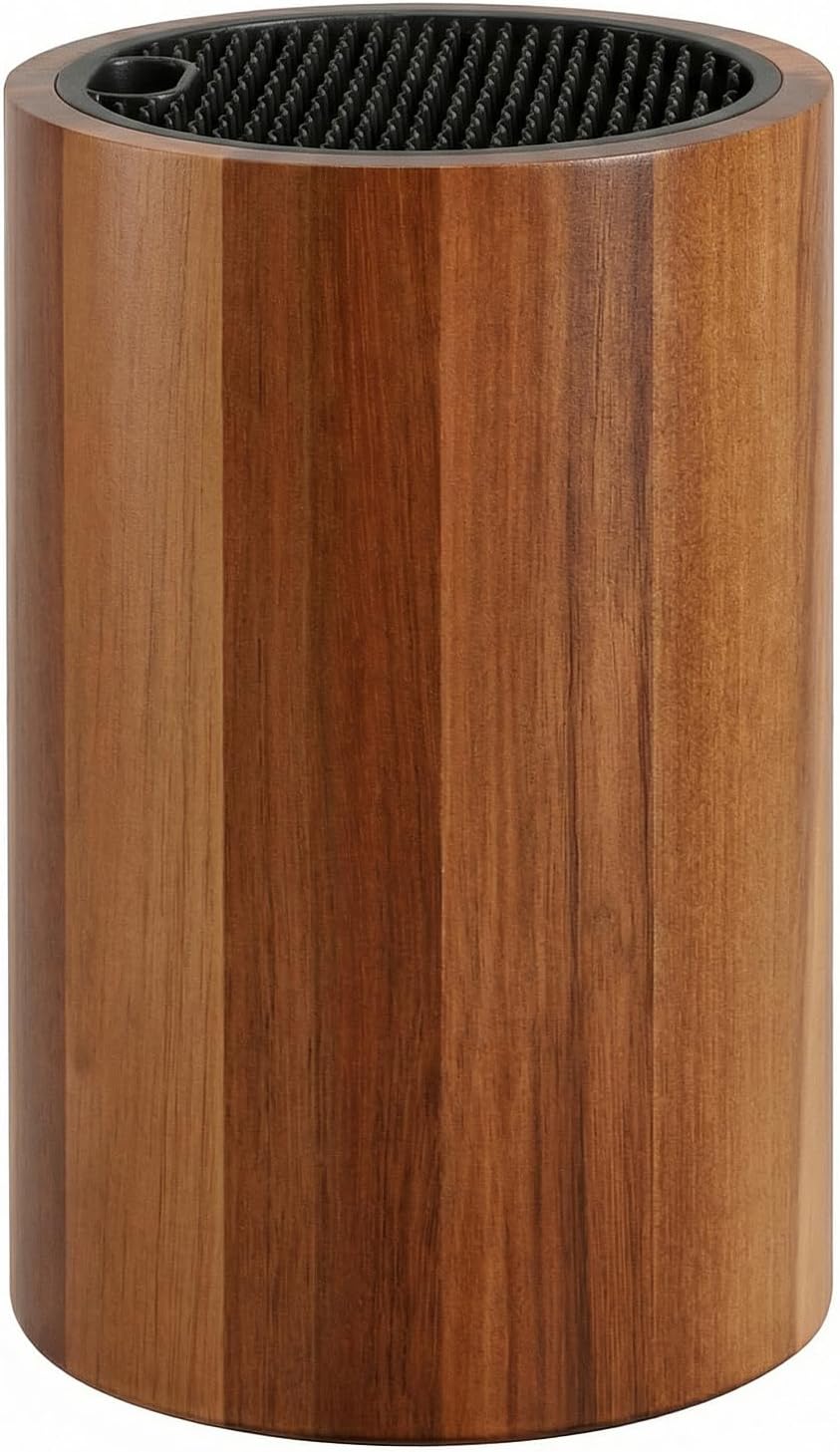 Ninonly Universal Knife Block Holder, Round Wooden Countertop Knife Block Without Knives, Acacia Wood Knife Storage for Kitchen Steak Knives, Scissors & Sharpening Rod