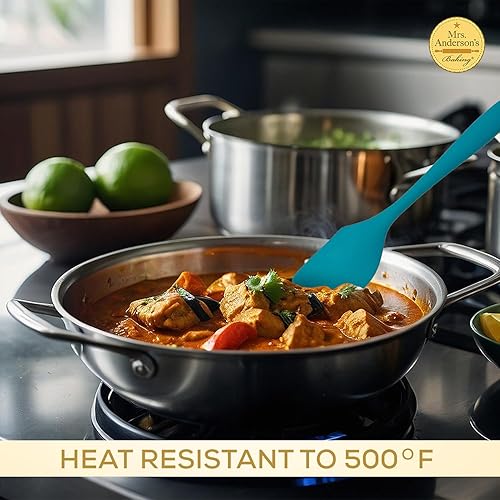 Vista 5 de Mrs. Anderson's Baking Raspador de espátula de silicona, flexible y antiadherente, turquesa