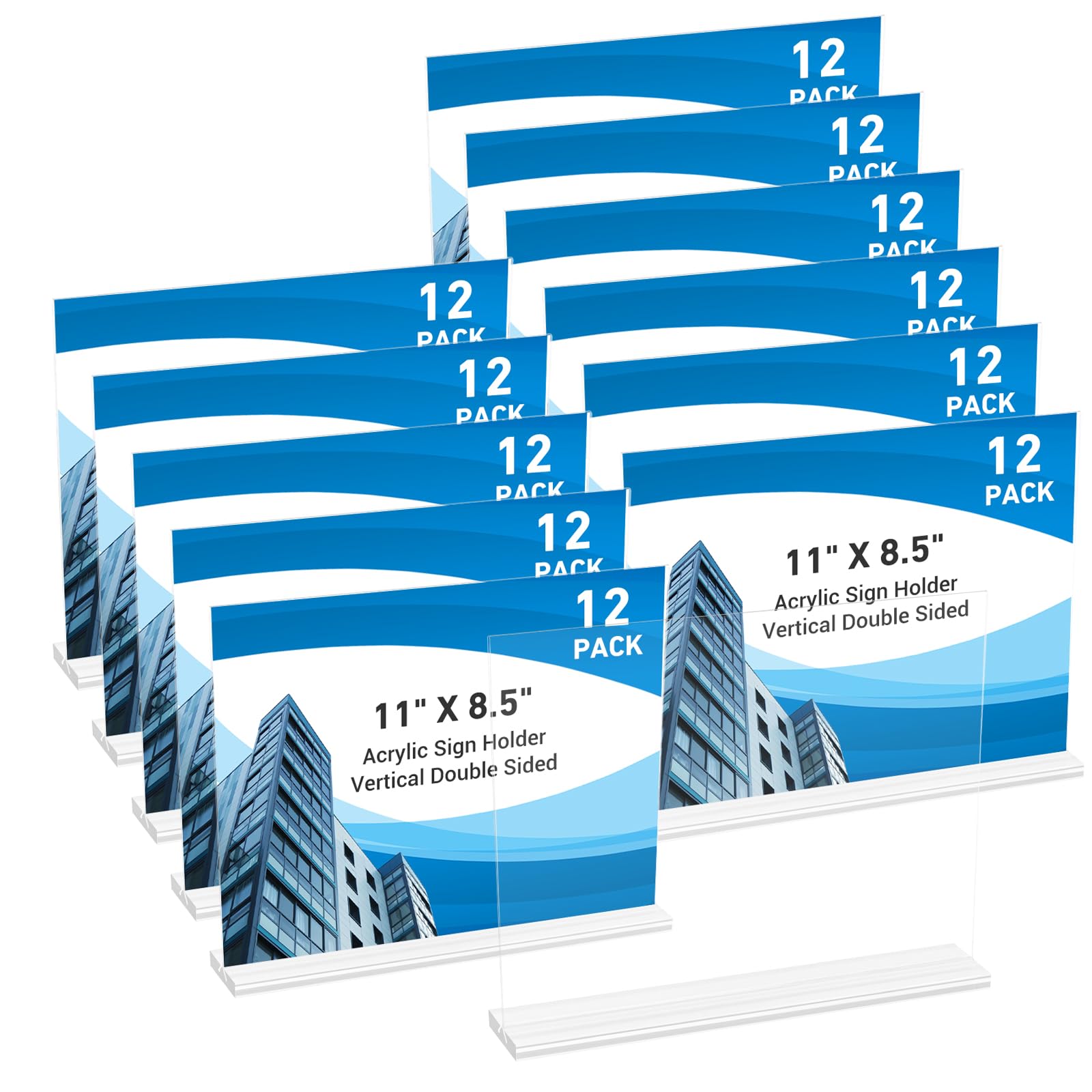 Acrylic Sign Holders - 12 Pack for Displays -8 Acrylic Sign Holders - 12 Pack for Displays -8