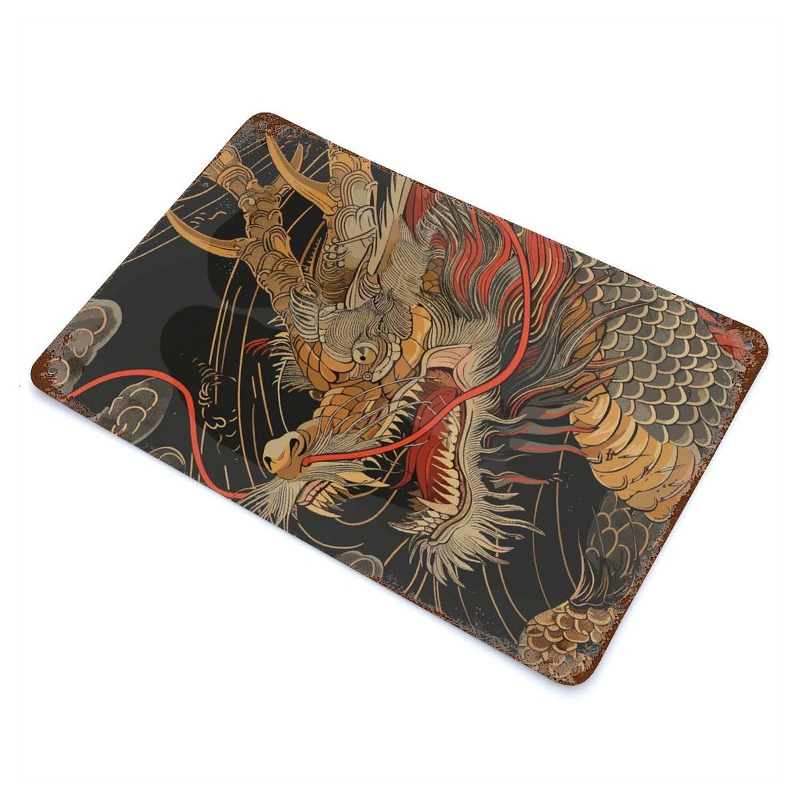 Japan Dragon Rusty Metal Tin Sign 11.8"x7.9", for Pub, Kitchen And Man Cave Decor, Farmhouse Wall Decor