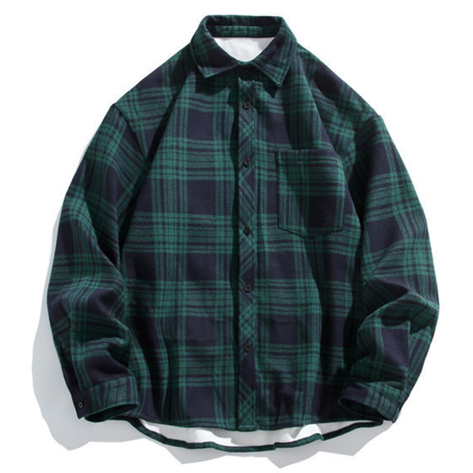 Camisa de leñador para hombre, manga larga, a cuadros, camisa de trabajo con botones, camiseta de manga larga con bolsillo a cuadros, camisas de invierno, camisas informales, corte regular