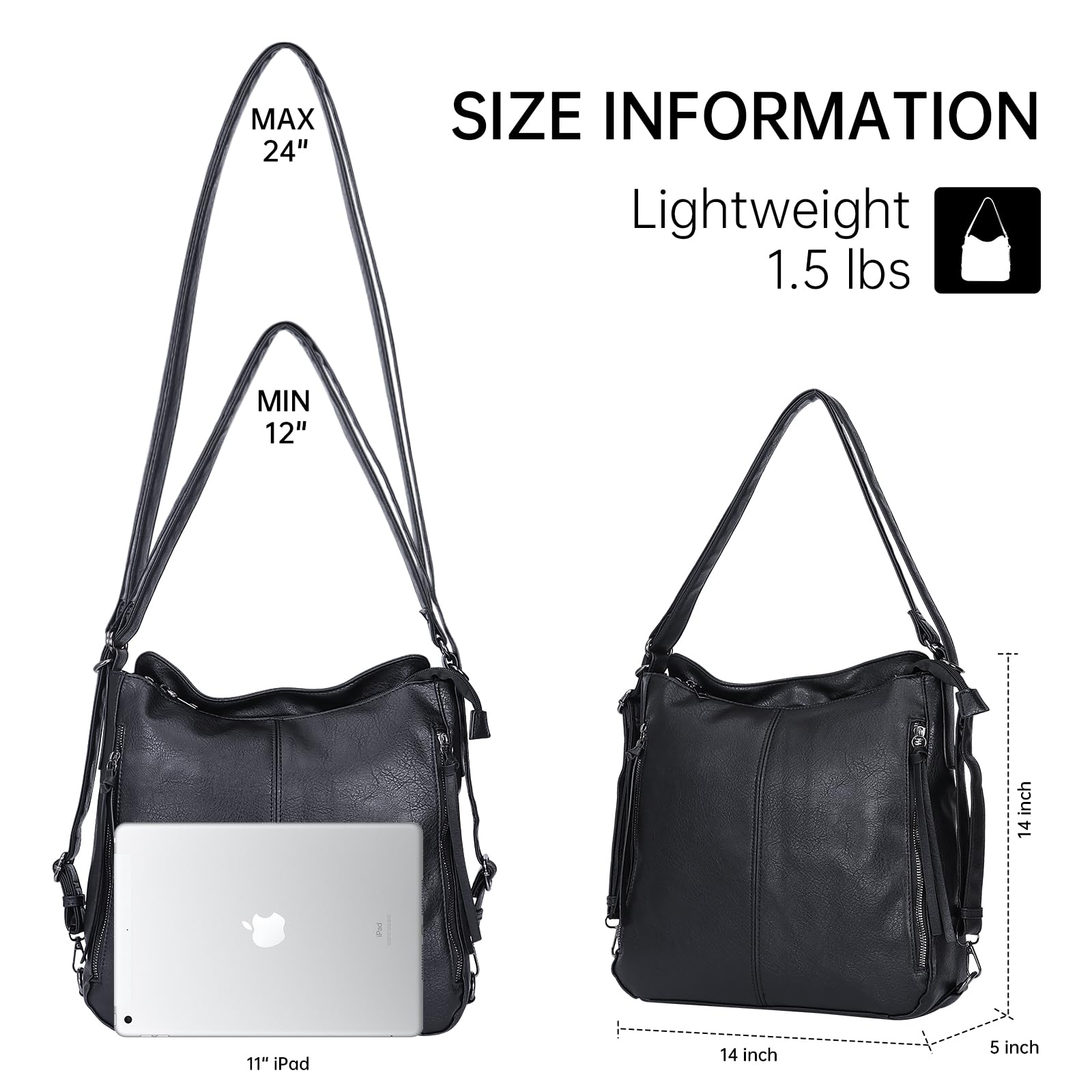 HUA ANGEL Bolso de hombro Set de 3 Bolsos Mujer Grande Tote (Convertible a Mochila) + Bandolera Móvil + Clutch in Cuero PU Multifuncional Bolso de mano para Viaje Trabajo Shopping Diario